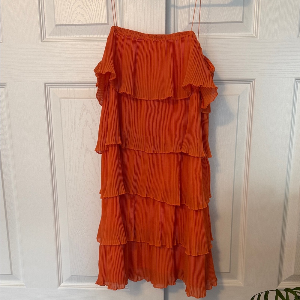 Shein Orange Tiered Ruffle Dress